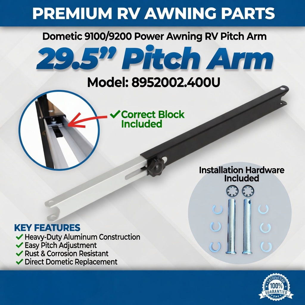 Dometic 9100/9200 Power Awning RV Adjustable Pitch Arm 29.5"