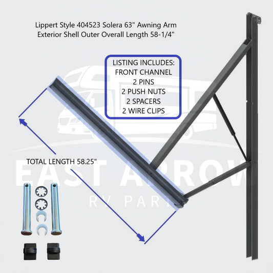 Lippert Style 404523 Solera Awning Arm Exterior Shell Outer Overall Length 58-1/4"