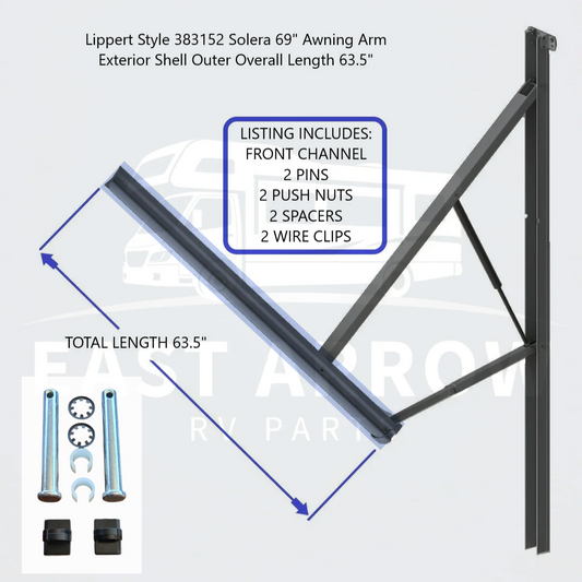 Lippert Style 383152 Solera Awning Arm Exterior Shell Outer Overall Length 63.5"