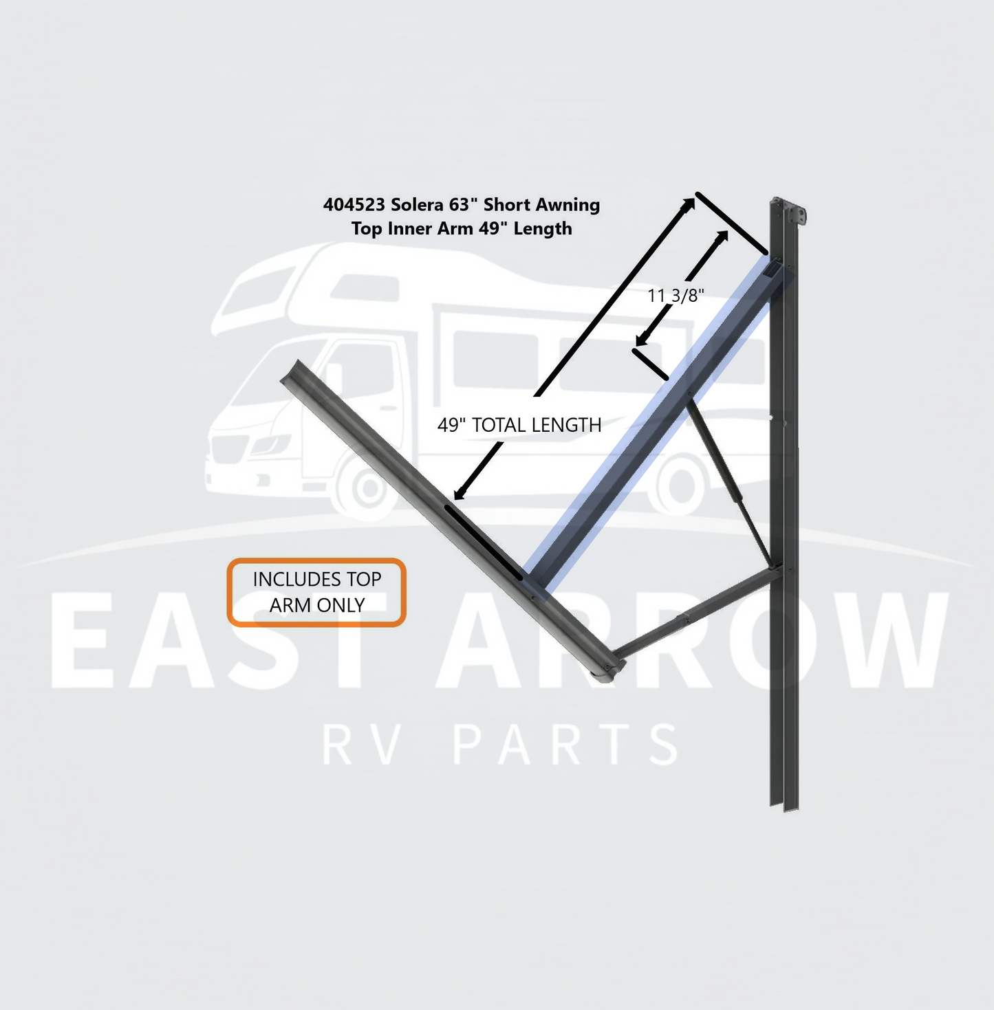 New Lippert Style 404523 Solera 63" Short Awning Top Inner Arm 49" Length