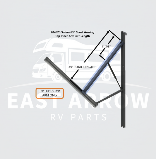 New Lippert Style 404523 Solera 63" Short Awning Top Inner Arm 49" Length