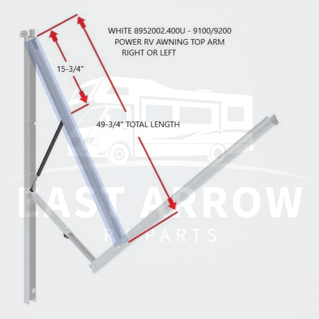 WHITE 8952002.400U - 9100/9200 POWER RV AWNING TOP ARM RIGHT OR LEFT