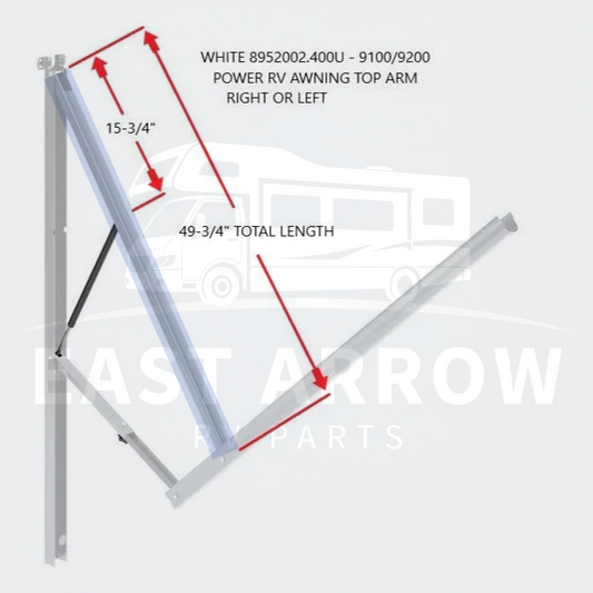 WHITE 8952002.400U - 9100/9200 POWER RV AWNING TOP ARM RIGHT OR LEFT