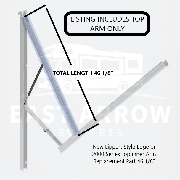 WHITE Lippert Style Edge or 2000 Series Top inner Arm Replacement Part 46 1/8"