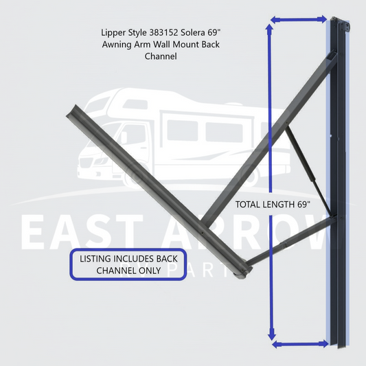Lippert Style 383152 Solera 69" Awning Arm Wall Mount Back Channel