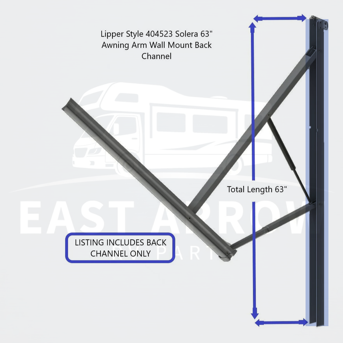 Lipper Style 404523 Solera 63" Awning Arm Wall Mount Back Channel