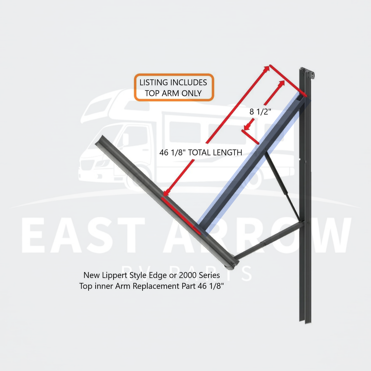 New Lippert Style Edge or 2000 Series Top inner Arm Replacement Part 46 1/8"