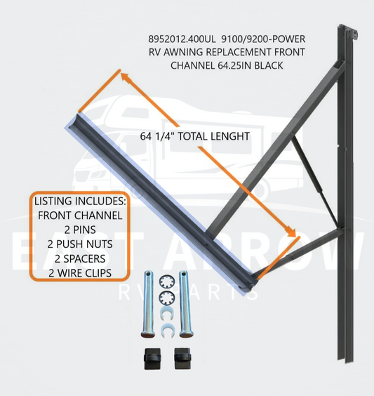 8952012.400UL 9100/9200-POWER RV AWNING REPLACEMENT FRONT CHANNEL 64.25IN BLACK